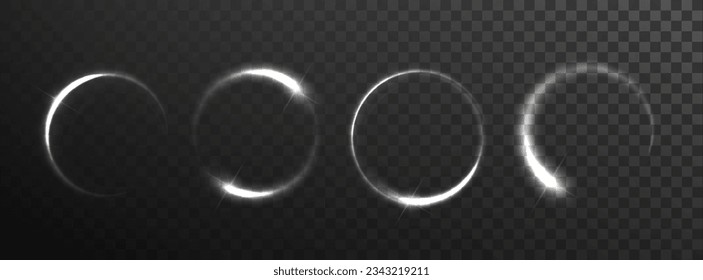 Luz de anillo blanco con efecto de traza. Luminosos senderos de cometas. Efecto luminoso. Líneas de movimiento abstractas