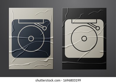 White Ringing alarm bell icon isolated on crumpled paper background. Fire alarm system. Service bell, handbell sign, notification symbol. Paper art style. Vector Illustration