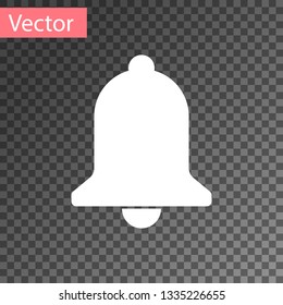 White Ringing bell icon isolated on transparent background. Alarm symbol, service bell, handbell sign, notification symbol. Vector Illustration