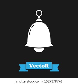 White Ringing bell icon isolated on black background. Alarm symbol, service bell, handbell sign, notification symbol.  Vector Illustration