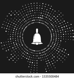 White Ringing bell icon isolated on grey background. Alarm symbol, service bell, handbell sign, notification symbol. Abstract circle random dots. Vector Illustration