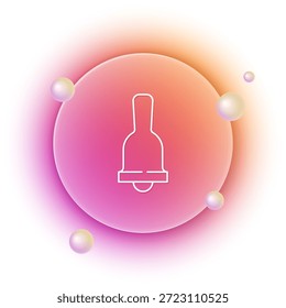 Ícone de sino de toque branco isolado no fundo branco. Símbolo de alarme, campainha de serviço, sinal de campainha, símbolo de notificação. Fundo de círculo gradiente laranja e rosa. Vetor