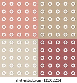 White ringlets on a pastel background. Set of four seamless patterns. Light background colors.Beige, pink, light brown and burgundy