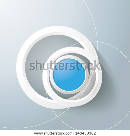 White rings with blue circles on the grey background. Eps 10 vector file.