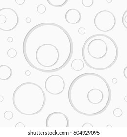 White rings with shadows on the gray background. Abstract seamless geometric modern pattern. Vector illustration.