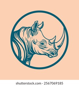 White Rino's Head Logo Vector Illustration