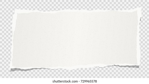 White ripped note, notebook paper stuck on gray squared background.