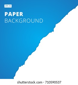 White ripped paper cut on blue background, Vector illustration