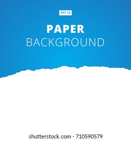 White ripped paper cut on blue background, Vector illustration