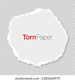 White ripped paper strip. Realistic paper scrap with torn edges. Notepad torn paper for message note, page or banner.  Vector illustration.