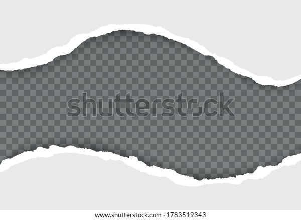 White ripped paper strips realistic. Grey\
torn paper on transparent background. Seamless horizontally Vector\
illustaration