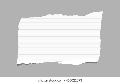 White Ripped Ruled Note Paper Are Stuck On Gray Background