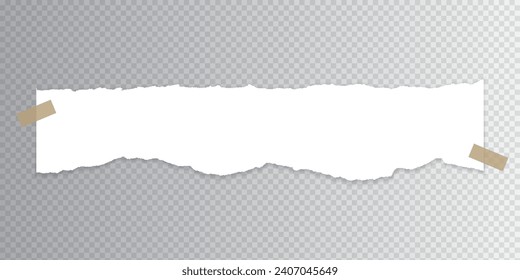 white ripped torn paper with tape on transparent background