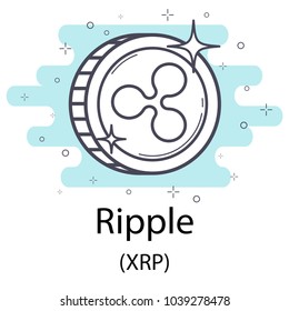 White ripple cryptocurrency coin isolated on white background