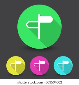 White Road Signs icon in different colors set