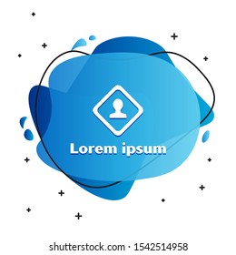 White Road traffic sign. Signpost icon isolated on white background. Pointer symbol. Isolated street information sign. Direction sign. Abstract banner with liquid shapes. Vector Illustration