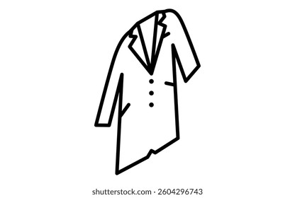 white robe, Clothes simple isometric line drawing icon in black and white, Vector Illustration