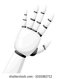 White Robot Hand Or Robotic Arm For Prosthetics Vector Illustration Isolated On White Background Website Page And Mobile App Design