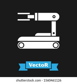 White Robot icon isolated on black background.  Vector Illustration