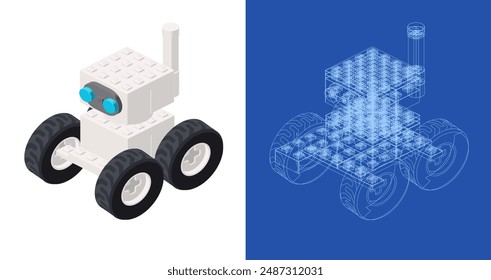 White robot project for printing and design. Vector illustration