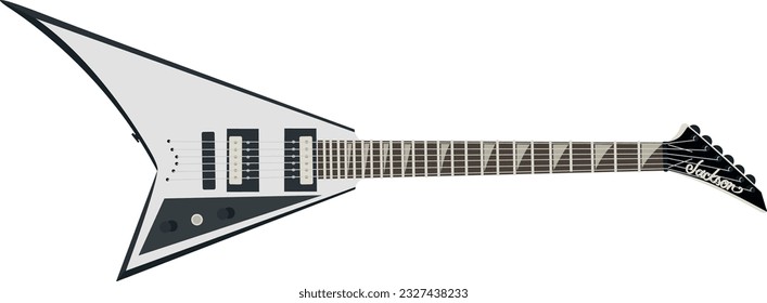 White rocker electric guitar on transparent background