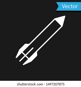White Rocket icon isolated on black background.  Vector Illustration