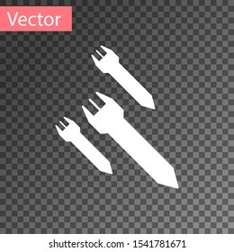 White Rocket icon isolated on transparent background.  Vector Illustration