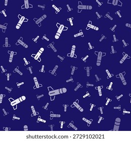 White Rocket icon isolated seamless pattern on blue background.  Vector