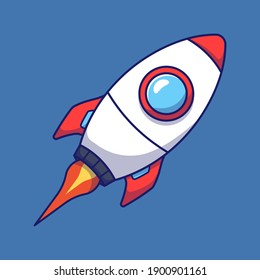 White rocket isolated on blue