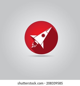 white Rocket launch flat icon on red background. business startup icon vector illustration