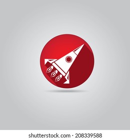 white Rocket launch flat icon on red background. business startup icon vector illustration