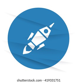 White Rocket Launch icon label on wrinkled paper