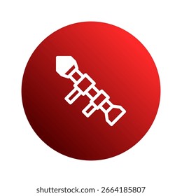 White rocket launcher icon on a red circular background offering a minimalist war illustration on the design space for design
