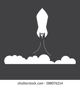 white rocket take off icon