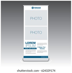 White Roll Banner Design with element photo Template 
