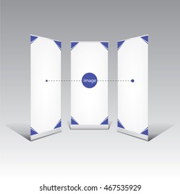 White  Roll Up Banner Template with Blue Elements