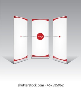 White  Roll Up Banner Template with Red Elements