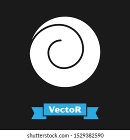 White Roll bun with cinnamon icon isolated on black background. Bakery products.  Vector Illustration
