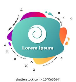 White Roll bun with cinnamon icon isolated on white background. Bakery products. Abstract banner with liquid shapes. Vector Illustration
