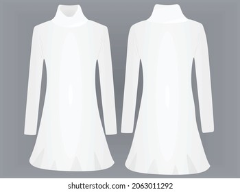 White roll neck dress. vector illustration