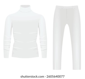 White  roll neck shirt and pants. vector illustration