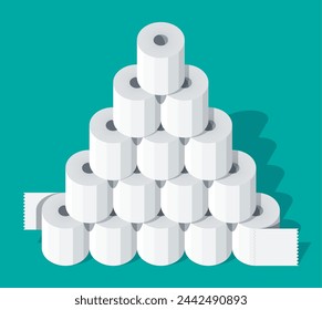 White roll of toilet paper. Hank of paper for toilet. Vector illustration in flat style