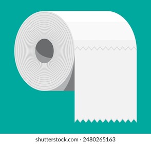 Rollo blanco de papel higiénico. Cubo de papel para el inodoro. Ilustración vectorial en estilo plano