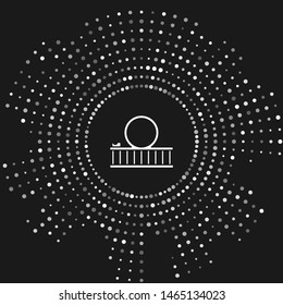 White Roller coaster icon isolated on grey background. Amusement park. Childrens entertainment playground, recreation park. Abstract circle random dots. Vector Illustration