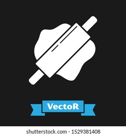 White Rolling pin icon isolated on black background.  Vector Illustration