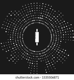 White Rolling pin icon isolated on grey background. Abstract circle random dots. Vector Illustration