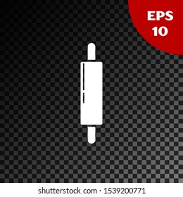 White Rolling pin icon isolated on transparent dark background.  Vector Illustration