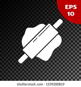 White Rolling pin icon isolated on transparent dark background.  Vector Illustration
