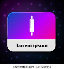 White Rolling pin icon isolated on black background. Rectangle color button. Vector Illustration