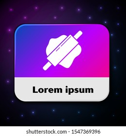 White Rolling pin icon isolated on black background. Rectangle color button. Vector Illustration